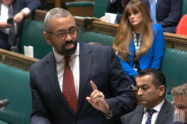 <p>James Cleverly picking his way through the immigration chaos in the Commons  on Monday </p>